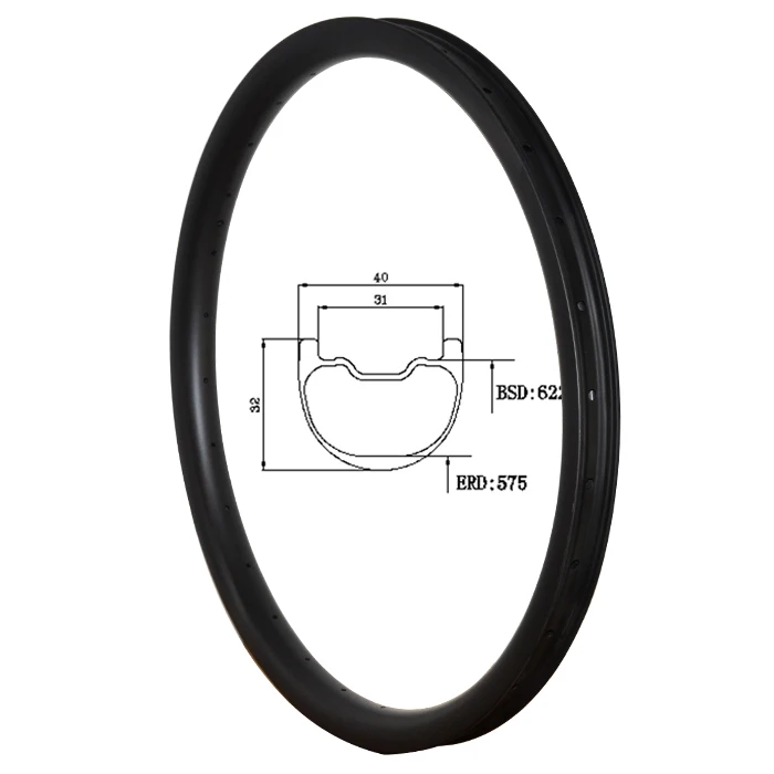 Top-fire Factory Direct Sale mountain bicycle carbon rim hookless tubeless 40mm width pro grade downhill carbon rims 32mm DH