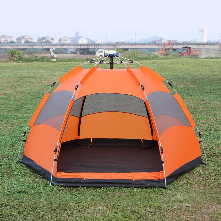 Factory Price Tent Waterproof Double Layer Sunshade 3-4 Person Custom Automatic Set Up Hiking Family Camping Tent Outdoor