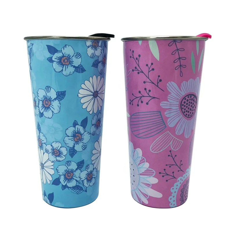 20oz custom double wall stainless steel insulated tumbler cup with lid beer pint