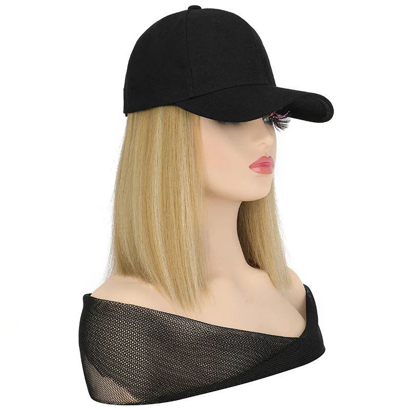 BOBO Short Straight Hair Synthetic Hair Women Baseball Cap Wig Hats Natural for Girls 25cm Short Wigs Human Hair Lace Front