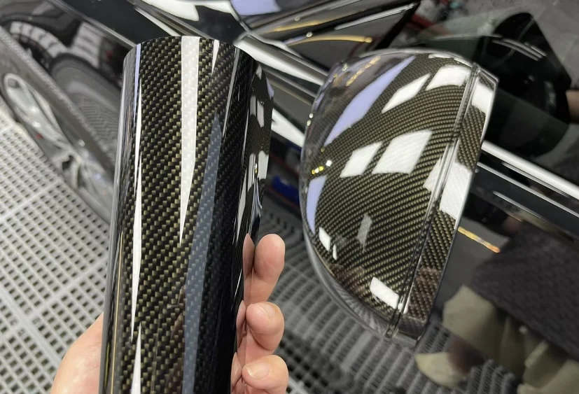 iCarNFTS Glossy Black Forged Carbon Fiber Vinyl 1.52 * 18 Meter Air Release Car Interior/exterior Sticker, Suitable For Auto