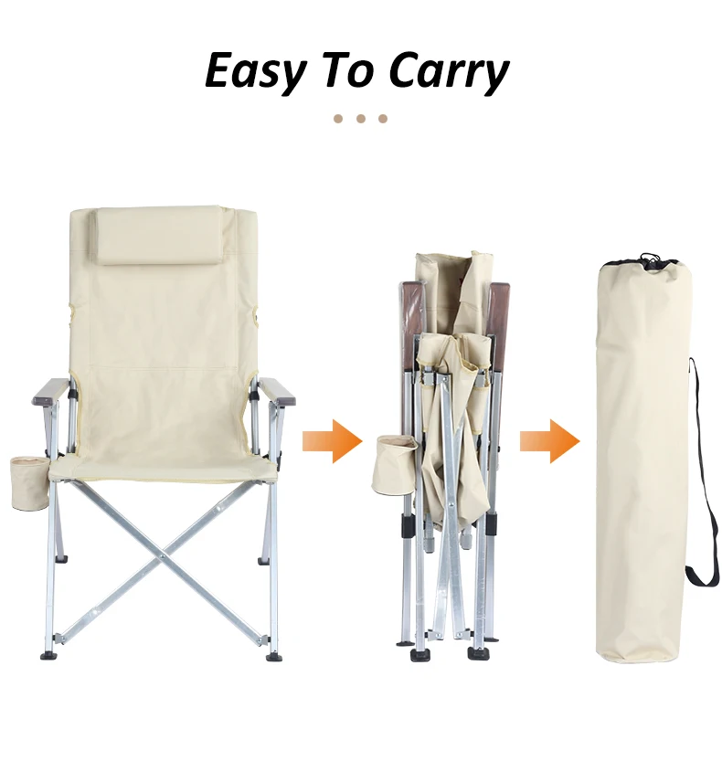 Manufacturer Outdoor Adjustable Portable Ultralight Heavy Duty Aluminum Folding Beach Camping Chair with Pillow