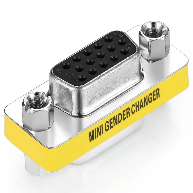 VGA HD15 15 Pin Nickel plated Connector hd15 Female to Female Adapter d-sub db 15pin Female to Female vga adapter  wholesale