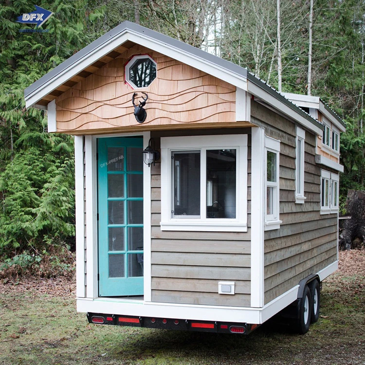 Modern prefab house on wheel tiny portable house modular home trailer