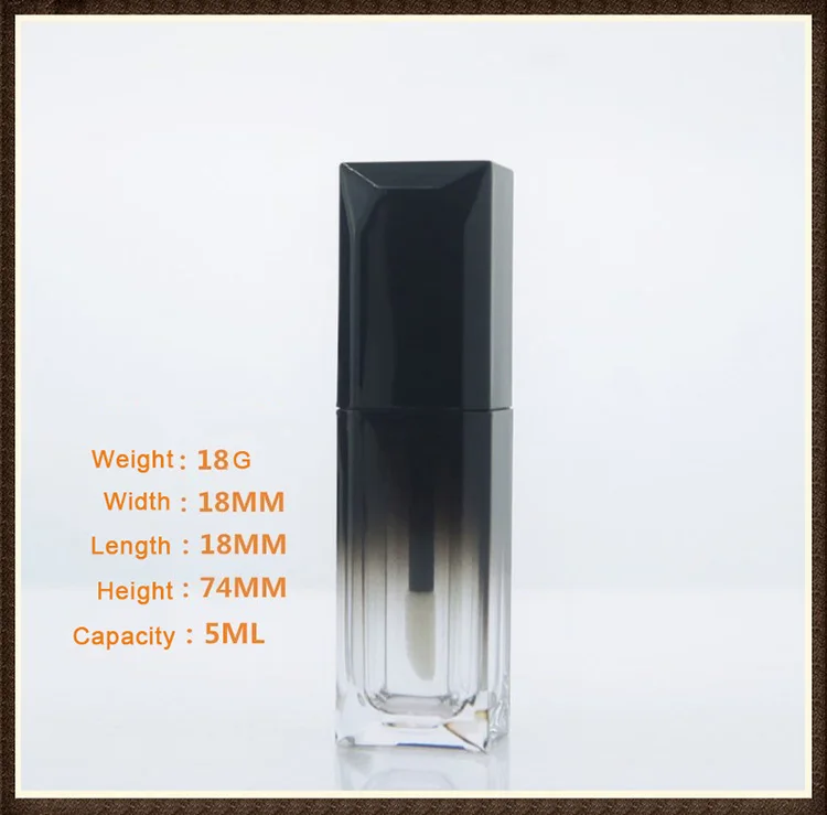 5ml Custom Lipgloss Tube Private Label Square Lip Gloss Wand Tube Colour Gradient Lip Gloss Empty Container