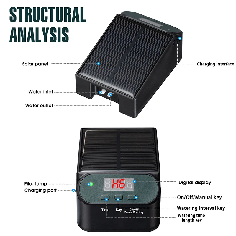 Timed Solar Automatic Home Dripping Water Infusion Device Lazy Flower Watering System Automatic Plant Waterer