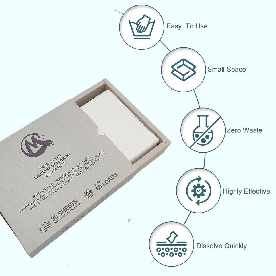 Pure Plant Laundry Detergent Strips Strong Deep Cleaning Baby Cloth Underwear Baby Laundry Detergent Paper Sheets