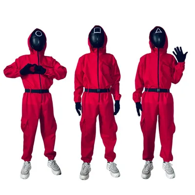 Korean squid game role-playing Costume Halloween costume the same red one-piece with belt