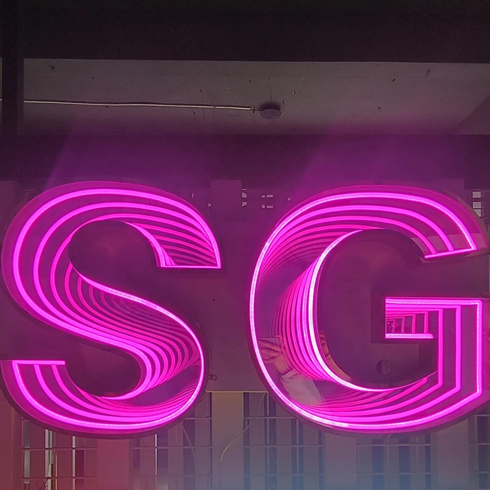 Outdoor Store Front Building Luminous Characters Led Retail Abyss Mirror Infinite Sign 3d Led Channel Letter Sign