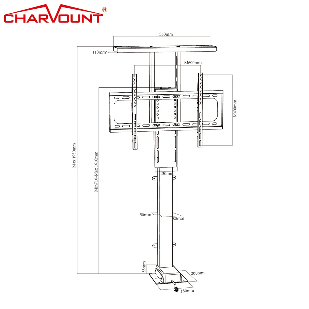 Charmount Compact Electric Auto Motorised Tv Lift Stand With Remote Control