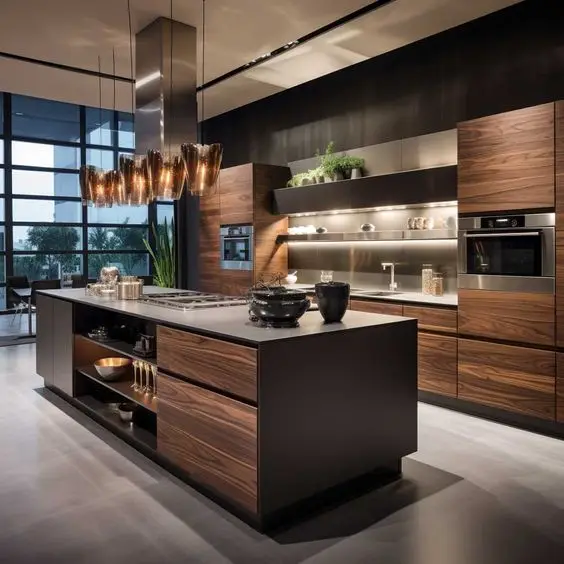 CBMMART Custom Matt Modern Island Designs White Cabinets Storage Wood Grain Kitchen Cabinet Kitchen Cupboard