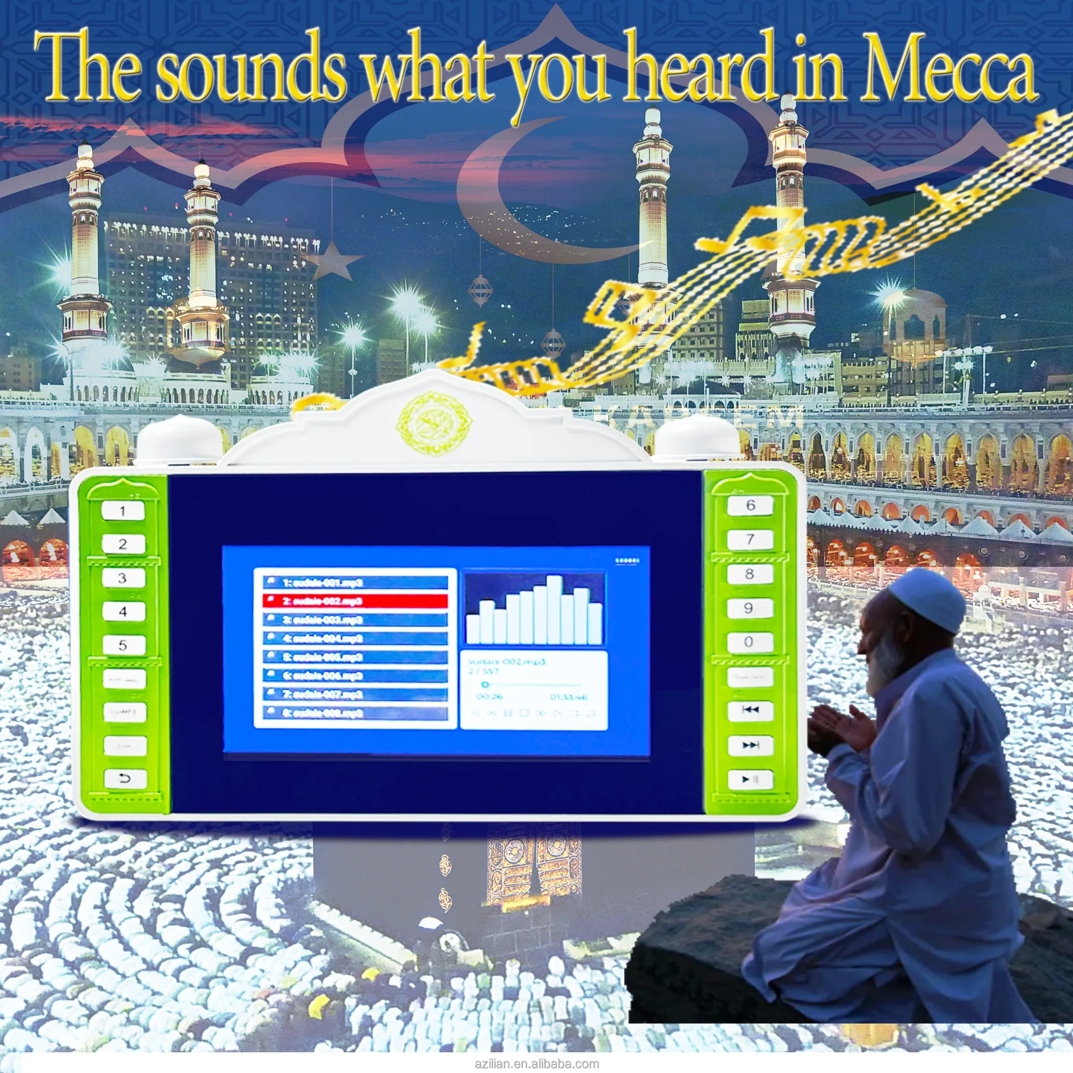 Quran Digital mp4 player Digital audio player Azan Clock