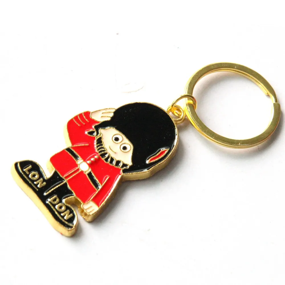 Wholesale custom metal London England tourist souvenirs Telephone booth Soldier keychain