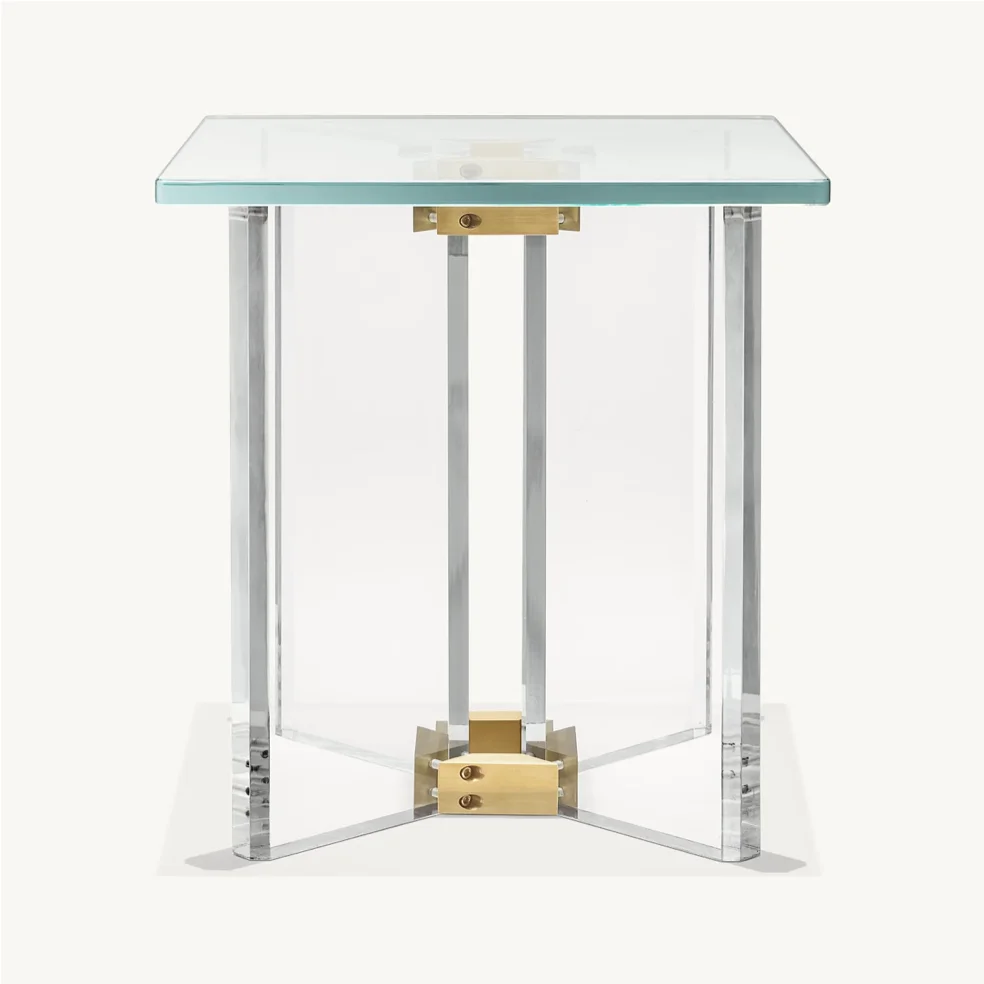 Sassanid Postmodernism Lazio Acrylic and Glass Square Side Table