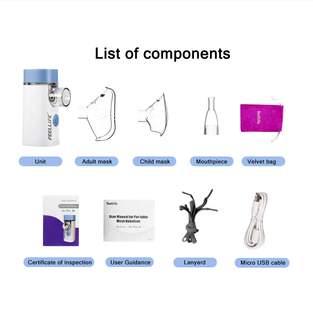 Inhale superfine nebulizer for all ages Feellife Medical Mesh Nebulizer device mask machine to prevent cross infection