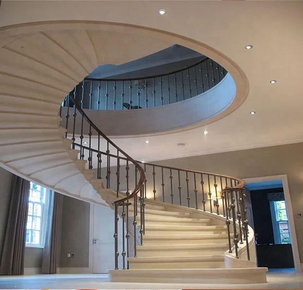 BOTON STONE Newest Hot Selling Spiral Stairs Cream Stair Treads Best Price Marble Spiral Staircase