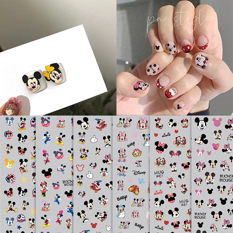 Wholesale 3D Self Adhesive Cute Kawaii Cartoon Mouse Nail Stickers Decal for Women Girls Kids