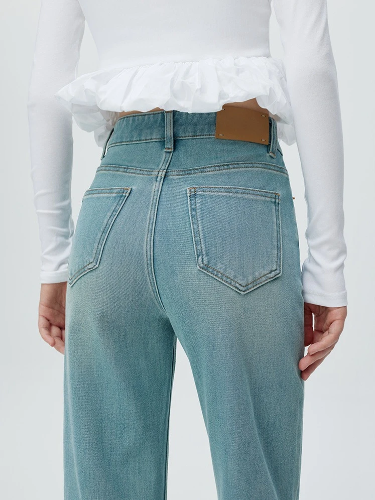 High Quality Customizable High-Waist Casual Jeans Women OEM Services Elastic Force Denim Fabric undertone High waist