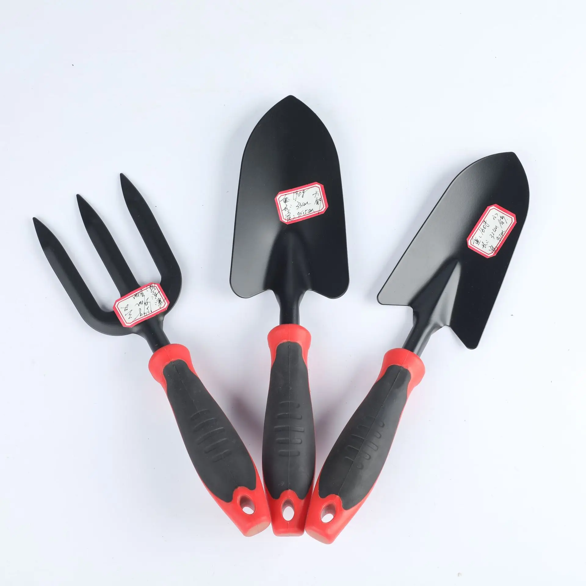 Outdoor Black Medium Carbon Steel Rubber Handle Dual-use Hoe Five Tooth Rake Shovel Hoe Flower Garden Tools Set