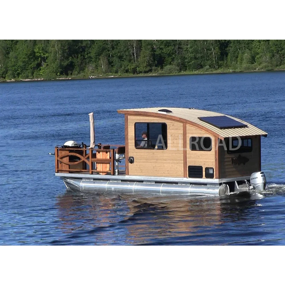 30FT Floating House Boat Aluminum Pontoon Houseboat On The Water