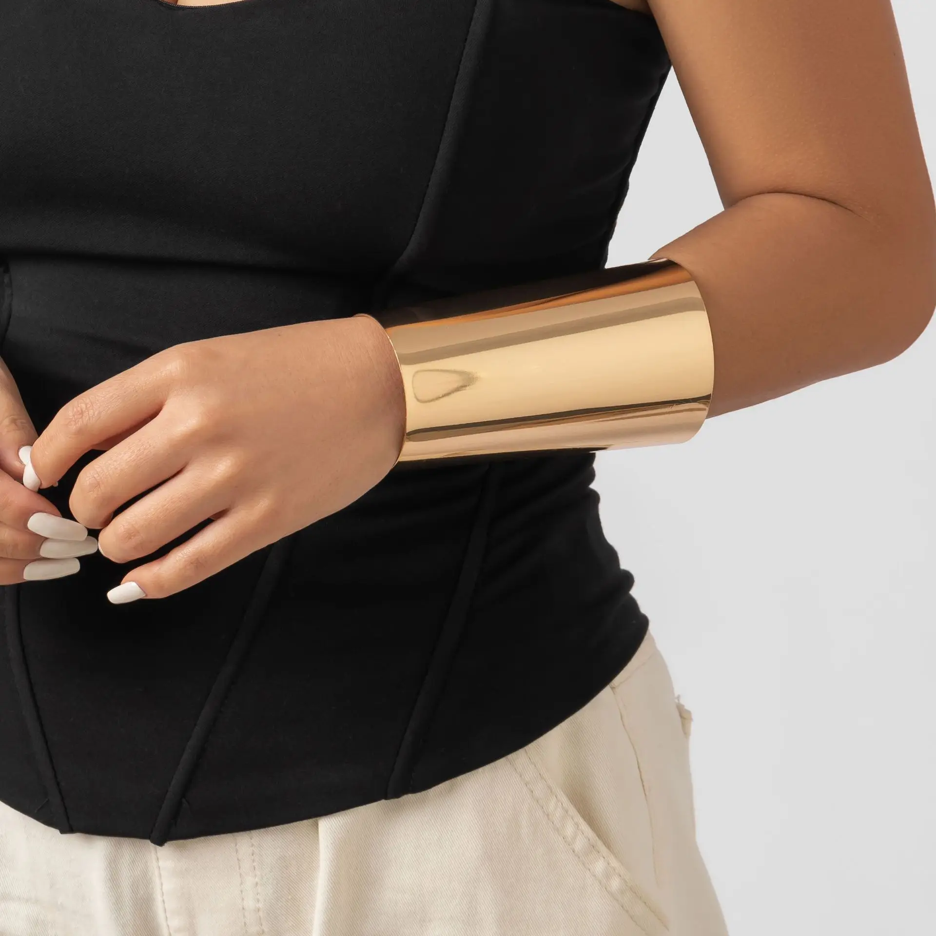 Gold Cuff Wide Bangle Irregular Waves Simple Gold Silver Color For Woman Fashion Vintage Party Accessories Metal Bracelet