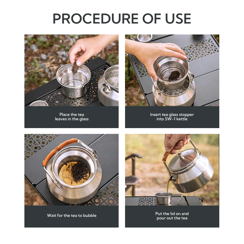 Campingmoon camping water kettle tea infuser outdoor cooking stainless steel tea filter