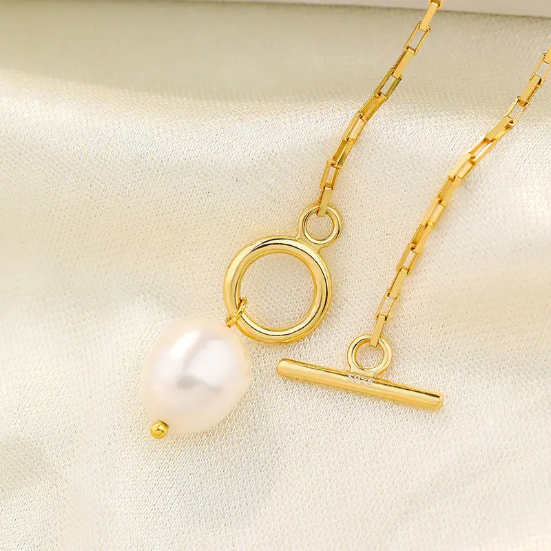 Nabest 925 Silver OT Clasp Choker Jewelry Fresh Water Pearl Charm Clavicle Chain Necklace