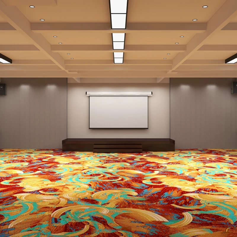Luxury Red Flower Stain Resistant  80%Wool 20%Nylon Casino Game Room Carpet for Casino