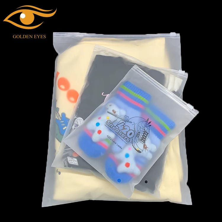 Clothing brand logo reusable ziplock bags pouch ziplock bag pvc plastic zipper packaging bag