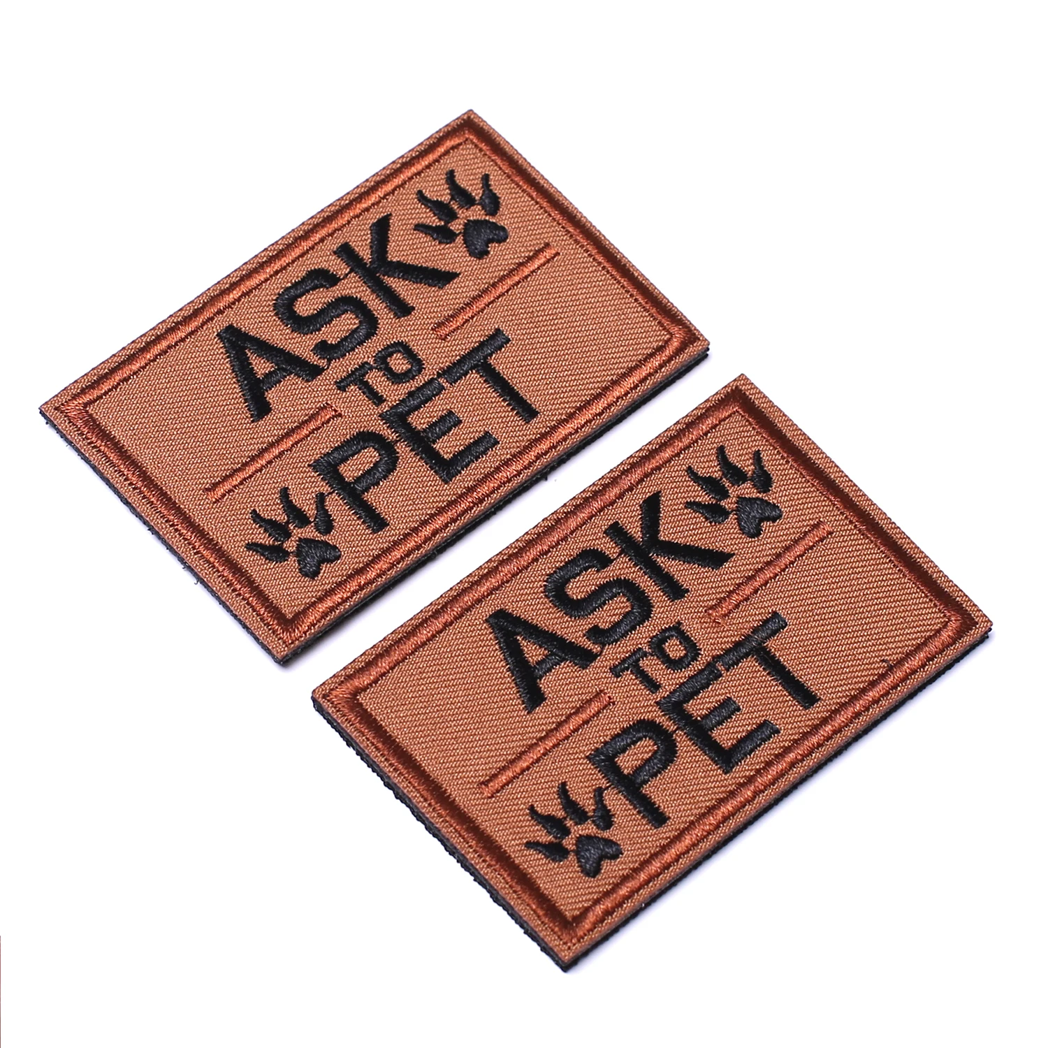 Custom set of 2pcs the ask pet letter patch in stock embroidery Hook and Loop Fastener Badges armlet tactical backpack patches
