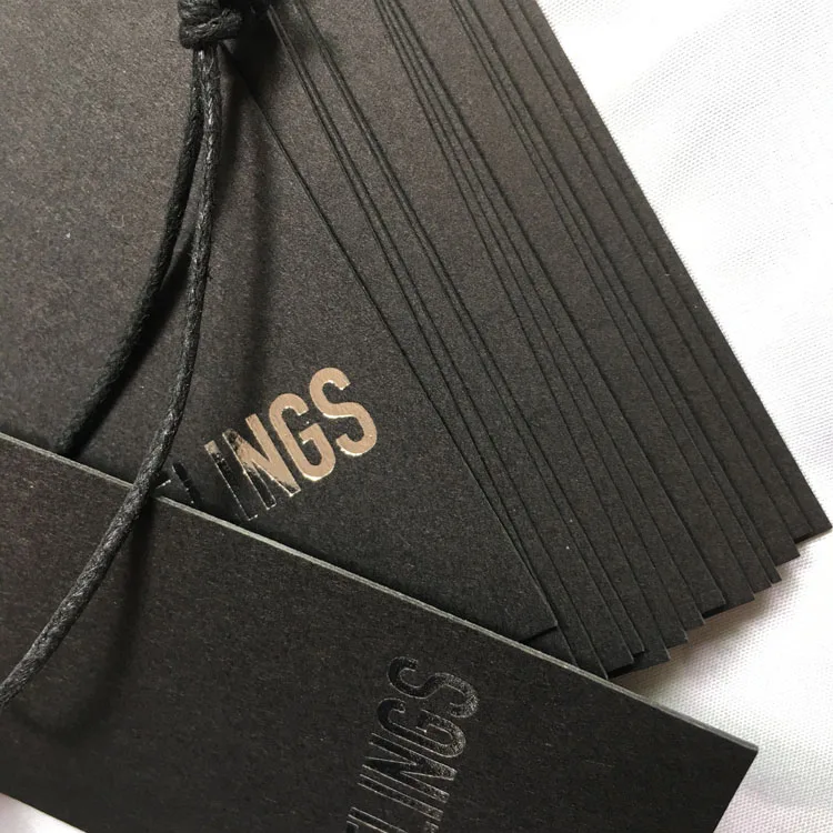 Garment Accessories Custom Clothing Tag With Stamping Foil Hang Tags For Jeans Black Cardboard Paper Tag With Logo