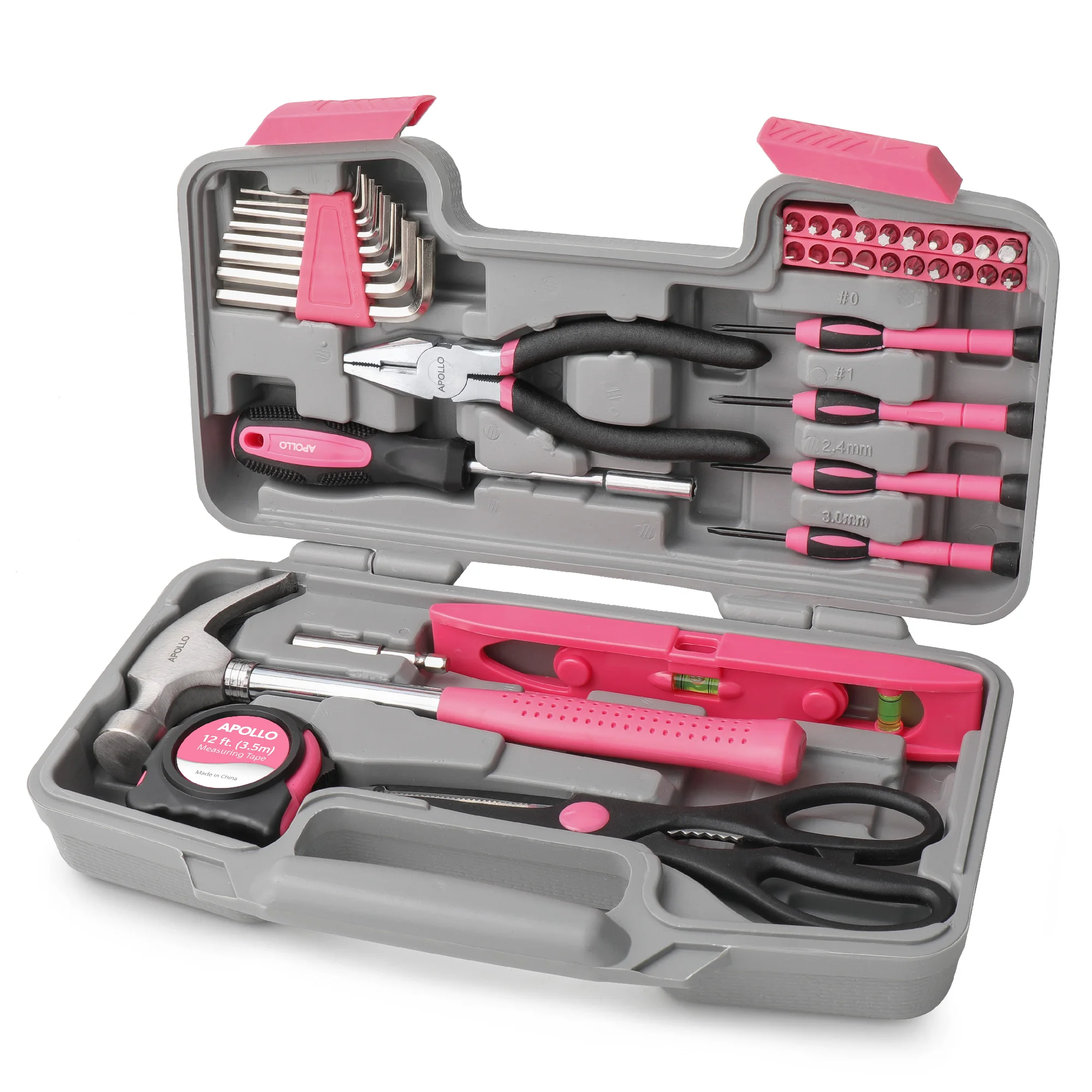 39pc Pink Home & Office DIY Tool Kit Set Complete Essential Household Hand Tools in a Compact Portable Tool Box. OEM ODM Ready