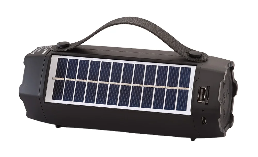RS-668BTS Portable fm radio blueteeth speaker with colorful led light  solar panel aux in