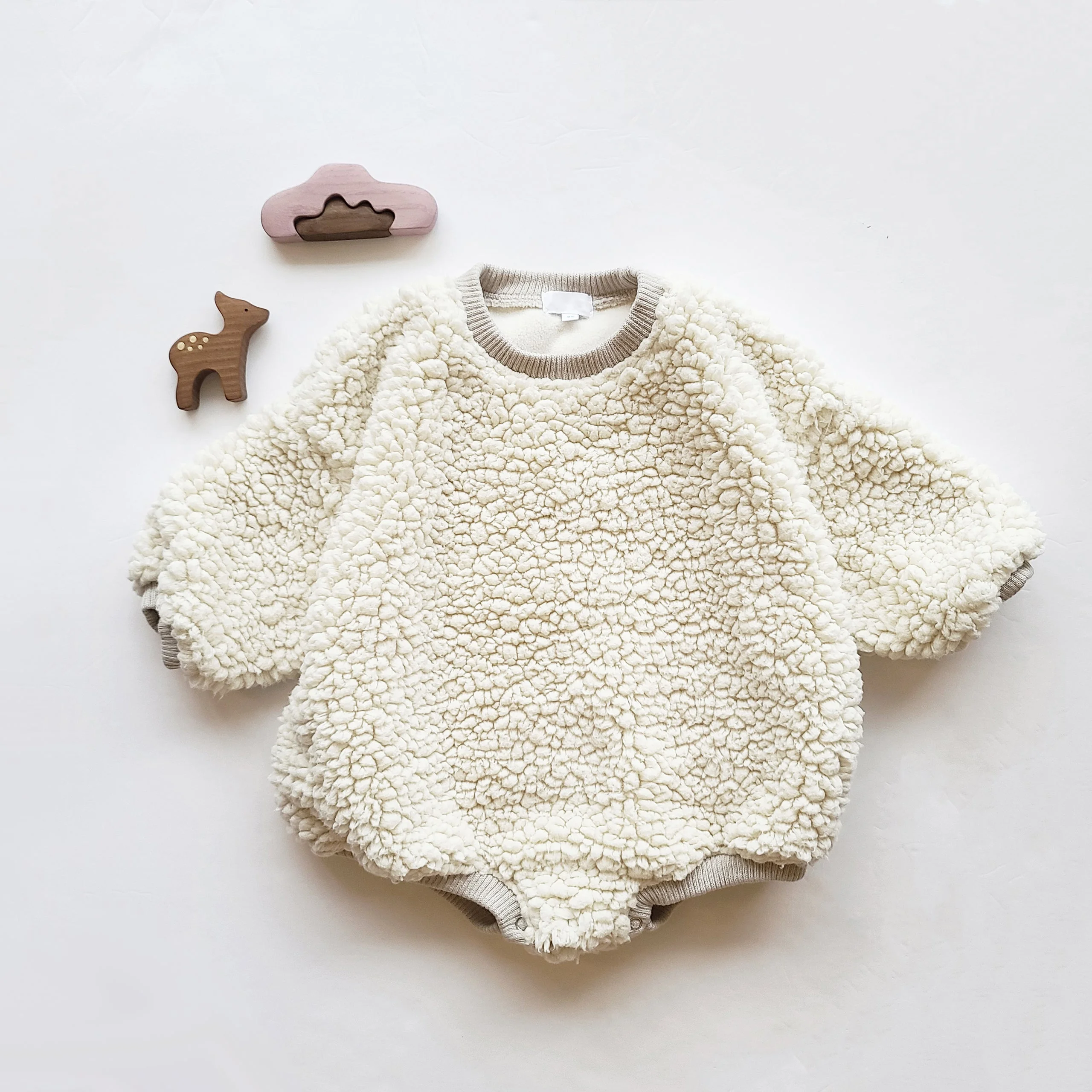Designer Logo Label High Quality Fleece Wool Sherpa Baby Apparel Toddler Girl Clothes