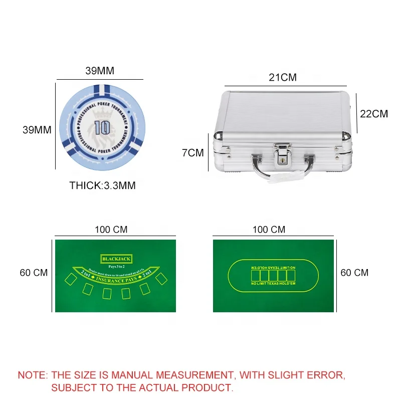 YH 100 pcs 39mm Mix Color Ceramics Poker Chips Texas Tournament Poker Chips Set With Table Cloth For Sale