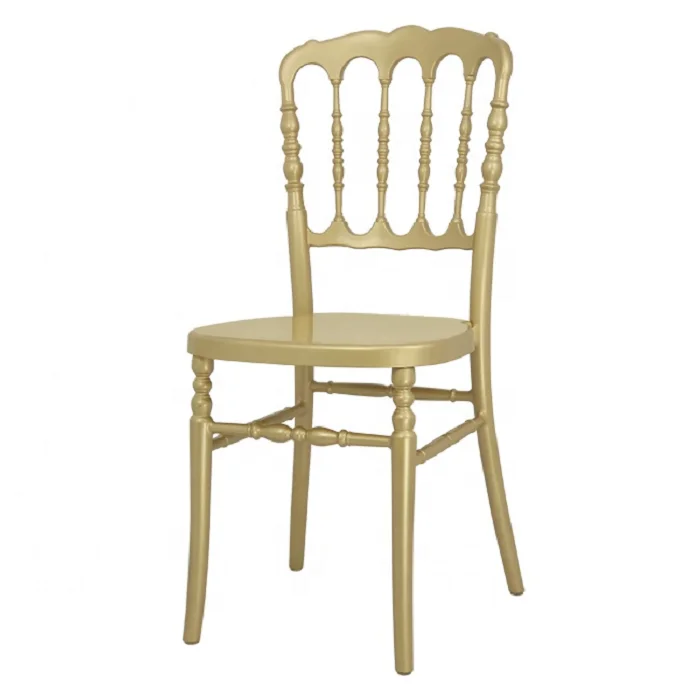 Gold Stackable Wooden Wedding Chair Wedding Dining Napoleon Plastic Chair Outdoor Metal Event Chairs for sale