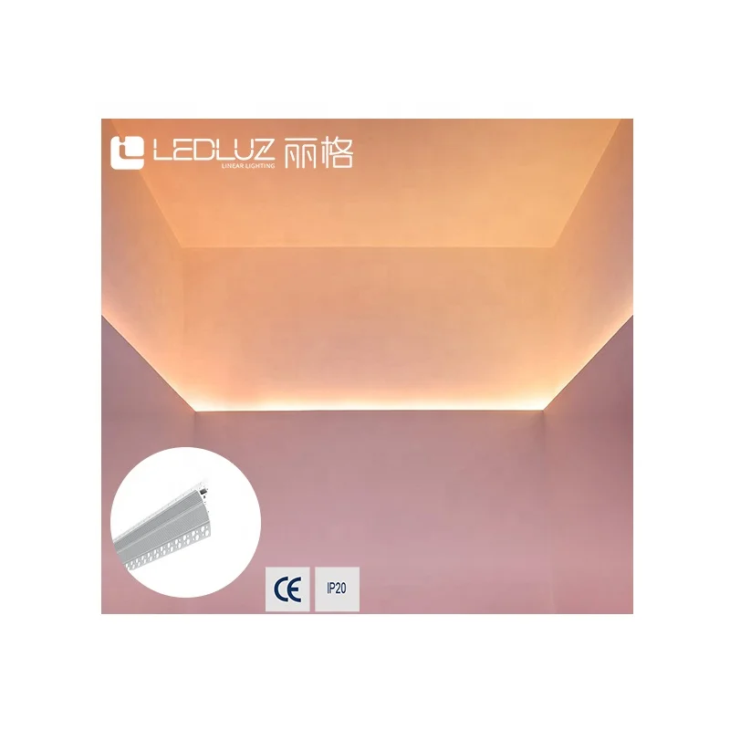 Architectural Gypsum Plaster Ceiling Drywall aluminium Profile for Ceiling Cove Lighting diffuser LED  Linkable Strip