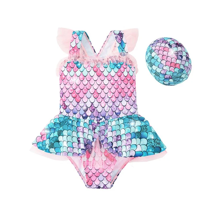 Designer Bikini Chiffon Little Kids Swimsuit Mermaid One Piece Swimming Costume Girls Bathing Suits Swimwear