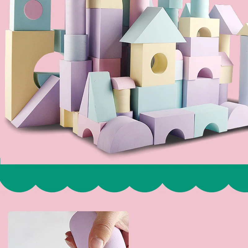 50pcs EVA building blocks set Non-Toxic soft foam building brick DIY Construction Creative puzzle game for kids brain inspired