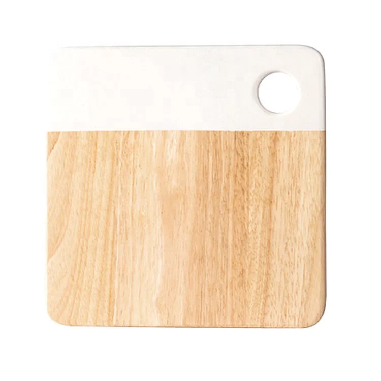 Cheese Chopping Board Wood -Natural Organic Rubber Wooden&Marble Cutting Board with White Painting