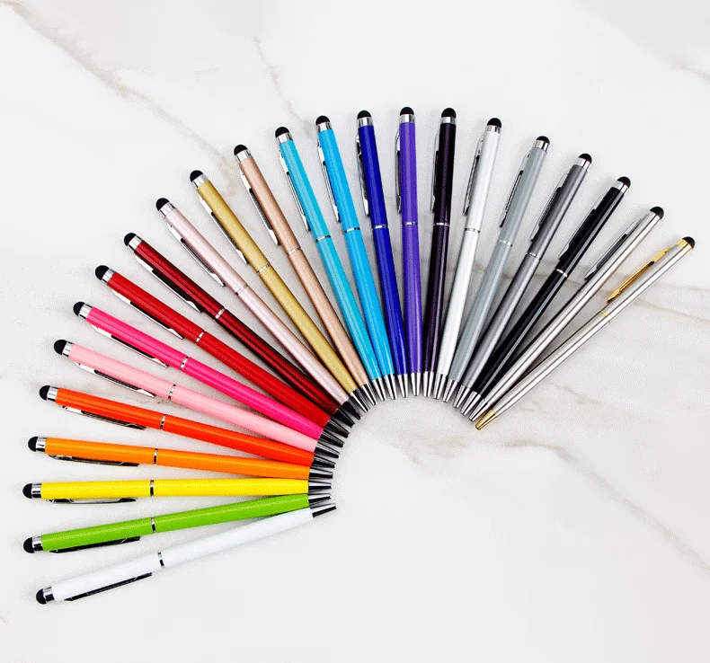 Ballpoint Pen with Stylus Tip Soft Touch Click Stylus Pen 2 in 1 Retractable Metal Stylus Pens for Touch Screen