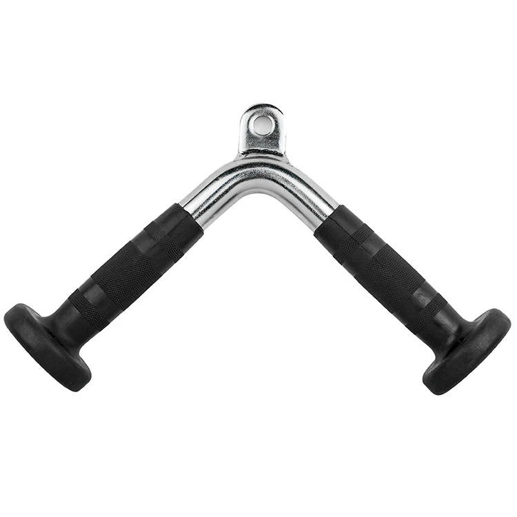 
durable deluxe tricep v shaped press down bar with rubber hand grips 