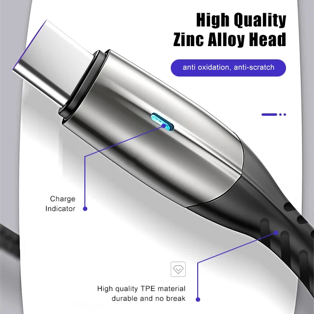 Устойчивый к окислению устойчивый царапинам прочный Micro USB смарт-чип 3A DC быстрый Универсальный зарядный
