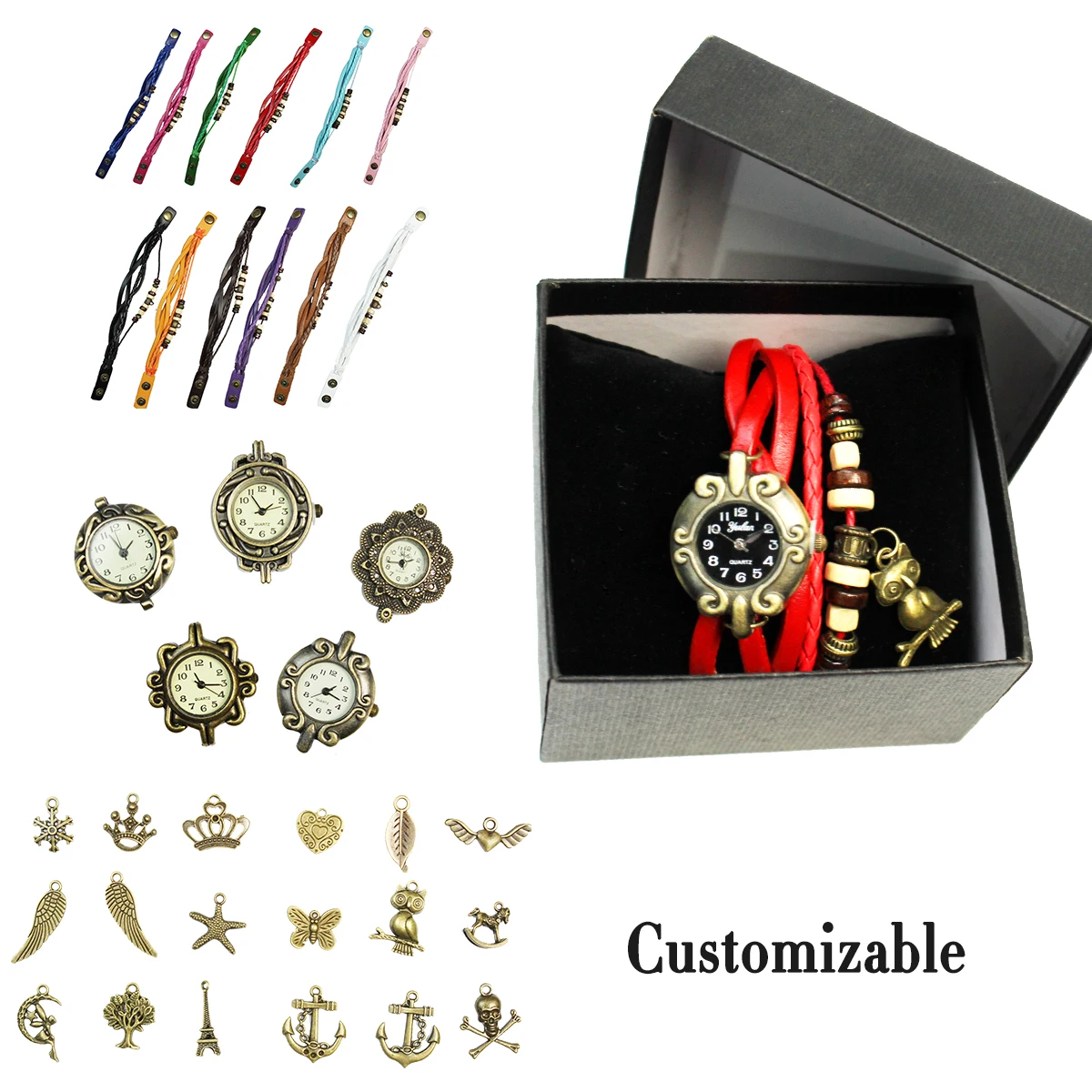 Drop Shipping Vintage reloj de pulsera Clover Watches Women Leather Strap Hot Sell Bracelet Wrist lady bracelet wrap watches