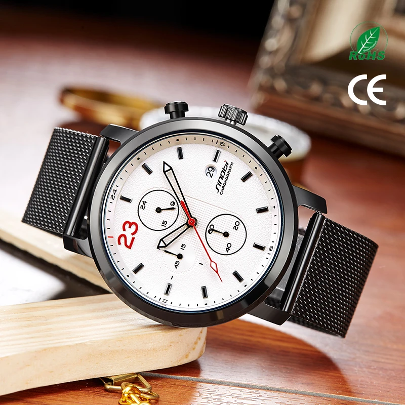 SINOBI China Manufacture Brand Watch S9765G Logo Oem Dual Time Luxury Wrist Fashion Chronograph Watches With Cheap Prices