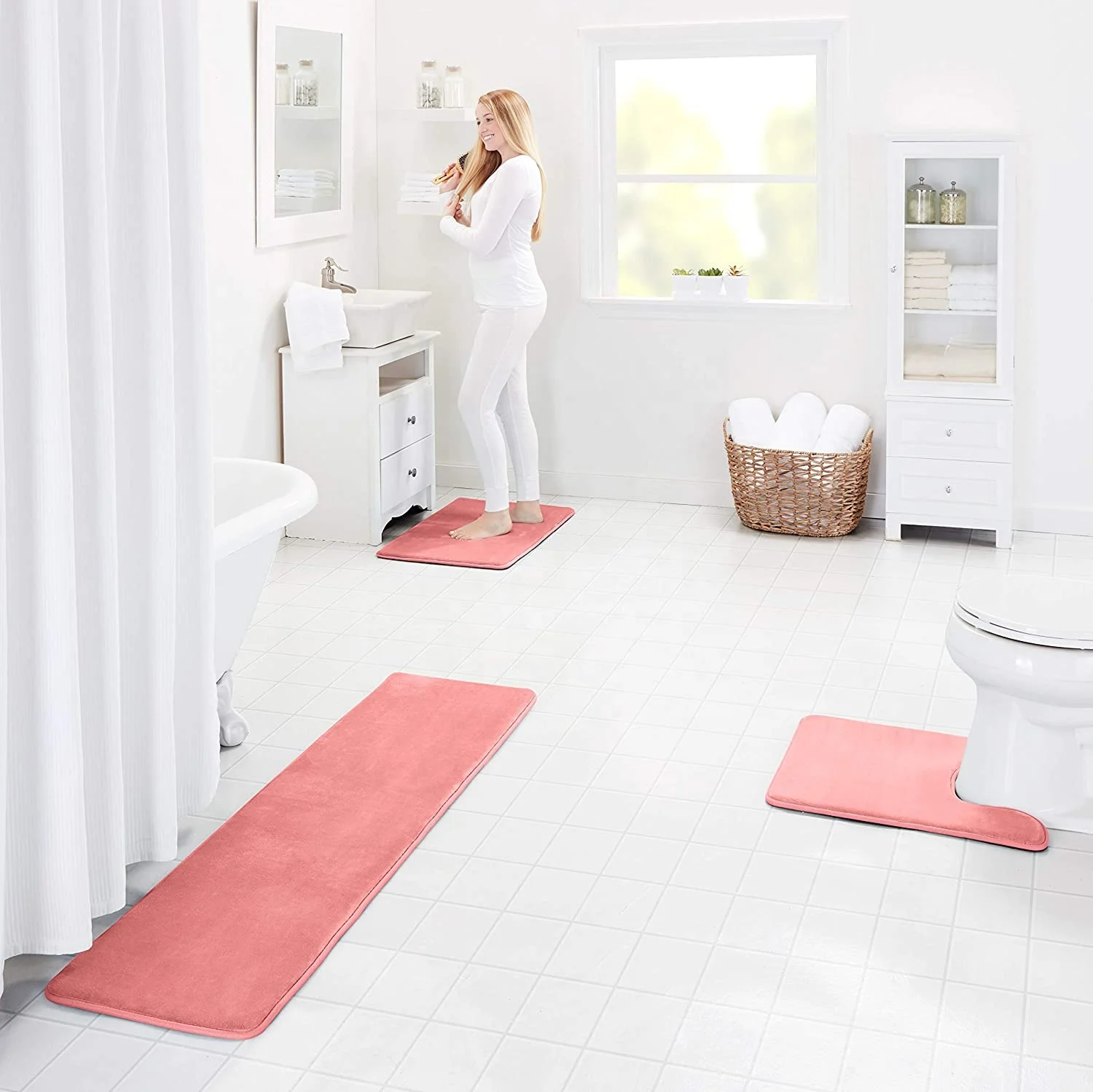 FMT Best selling flannel memory foam area bath mat non slip u shape toilet rug