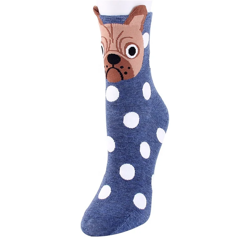 Unisex Adult Cotton Kawaii Knitted Animal Print Face Dog Cute Funny Girl Socks Anti Slip For Women  (Many Models)