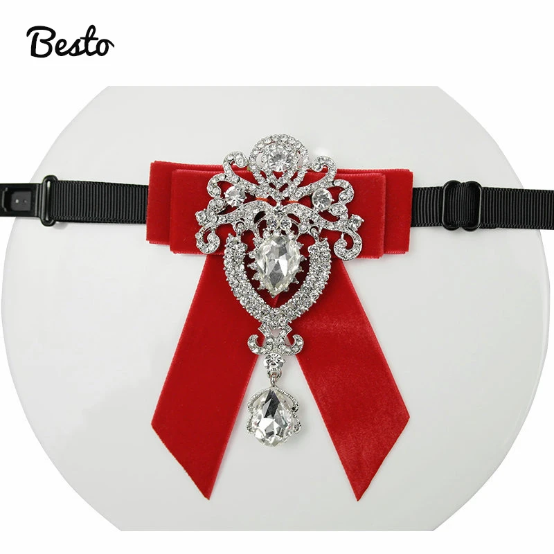 Rhinestones Crystal Bow tie for Men Handmade Velvet Bow ties for Women Diamond Bow Tie for Wedding