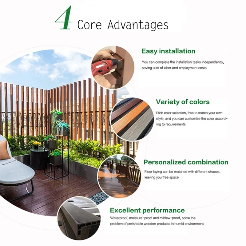 3D Embossing Court Yard Terrace Composite Flooring WPC Composite Decking Outdoor Board
