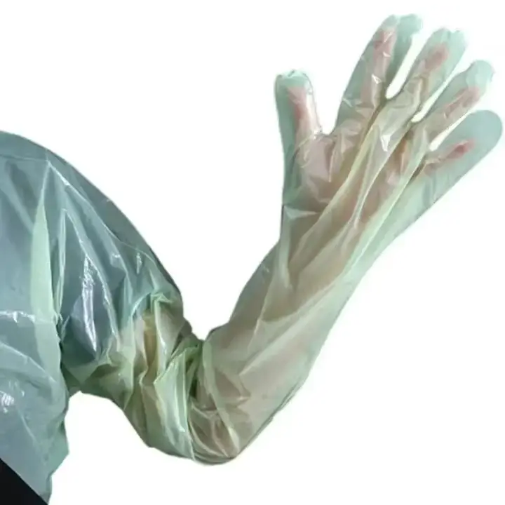 Clear Elbow-Length Disposable Full-Arm Protective Gloves with Extended Sleeve for Enhanced Shoulder Coverage